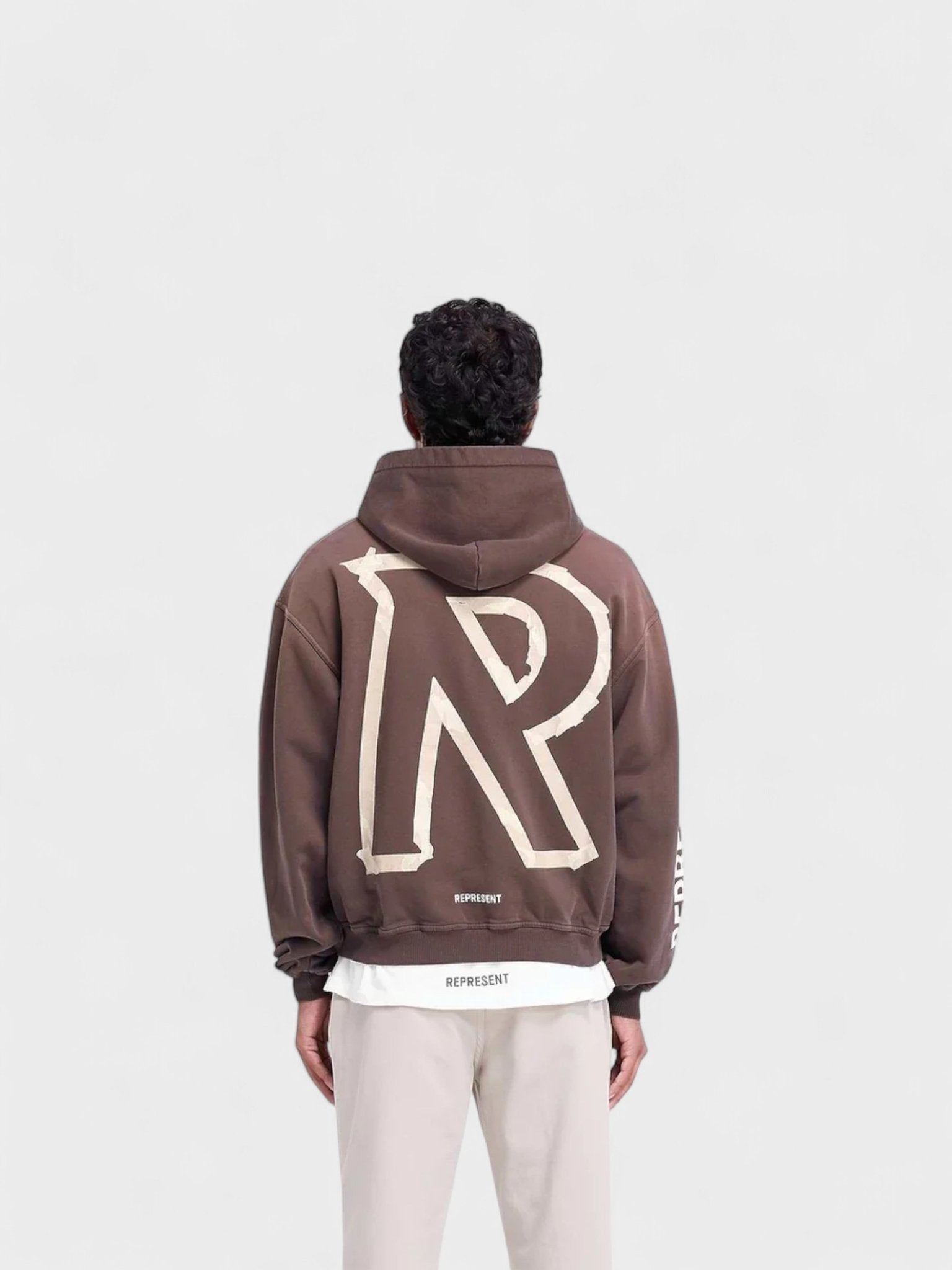 Represent Masking Tape Initial Zipped Hoodie Cedar Brown - Supplied FashionRepresent