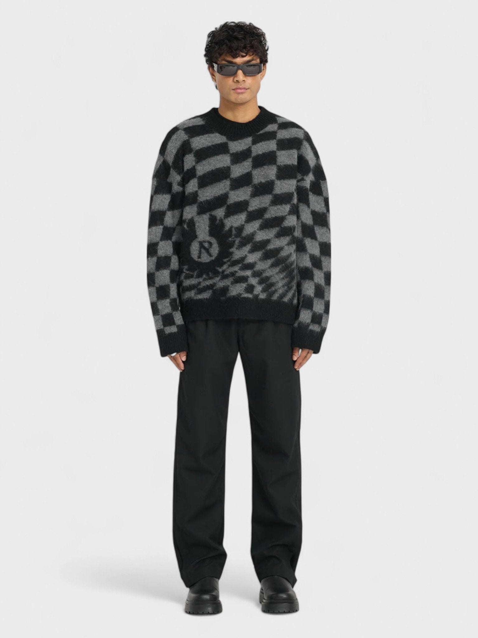 Represent X Belstaff Checkerboard Knit Sweater Shadow - Supplied FashionRepresent