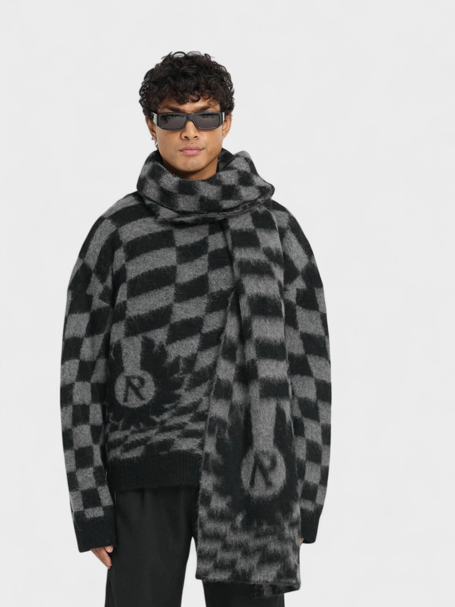 Represent X Belstaff Checkerboard Knit Sweater Shadow - Supplied FashionRepresent