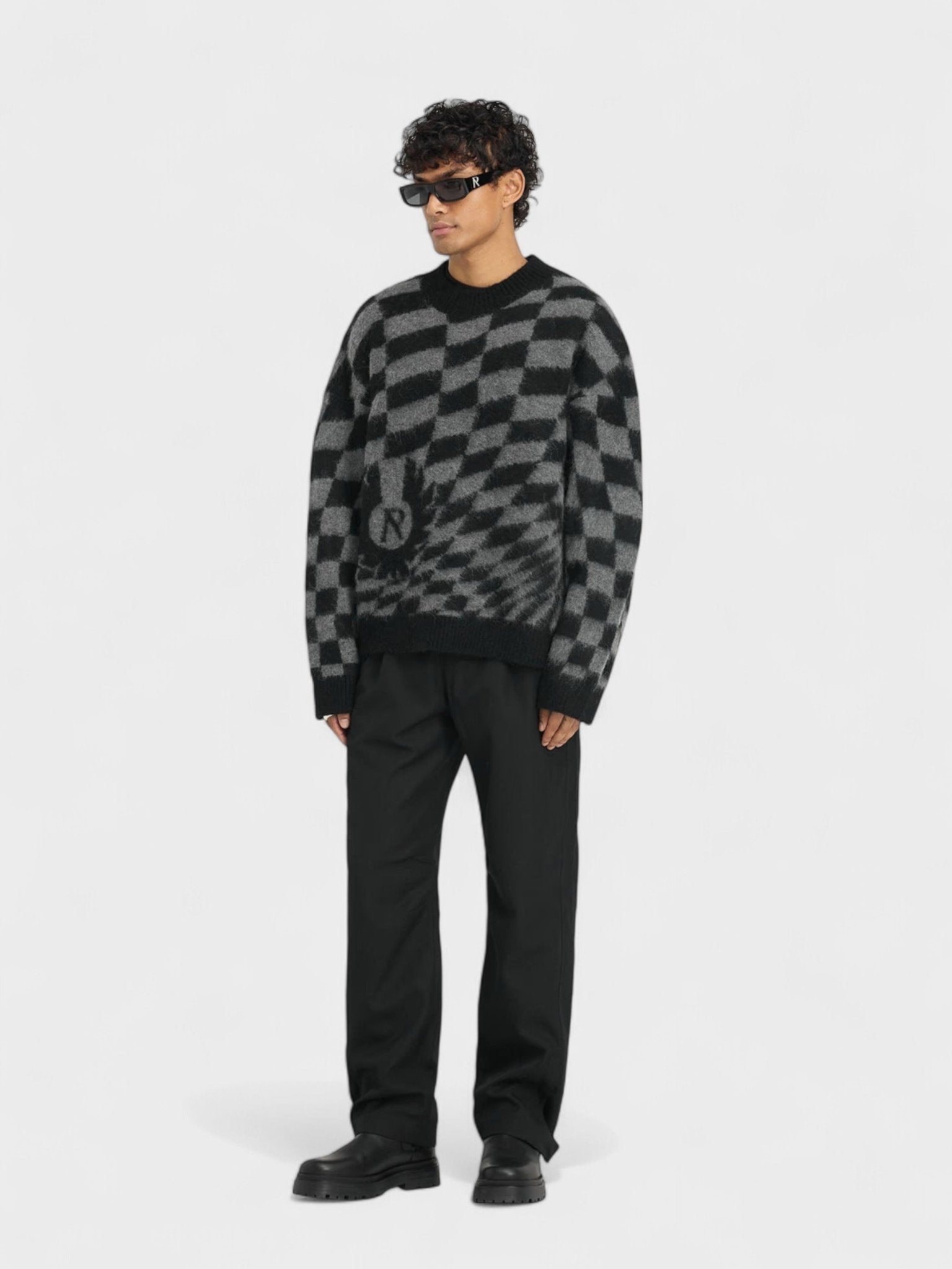 Represent X Belstaff Checkerboard Knit Sweater Shadow - Supplied FashionRepresent