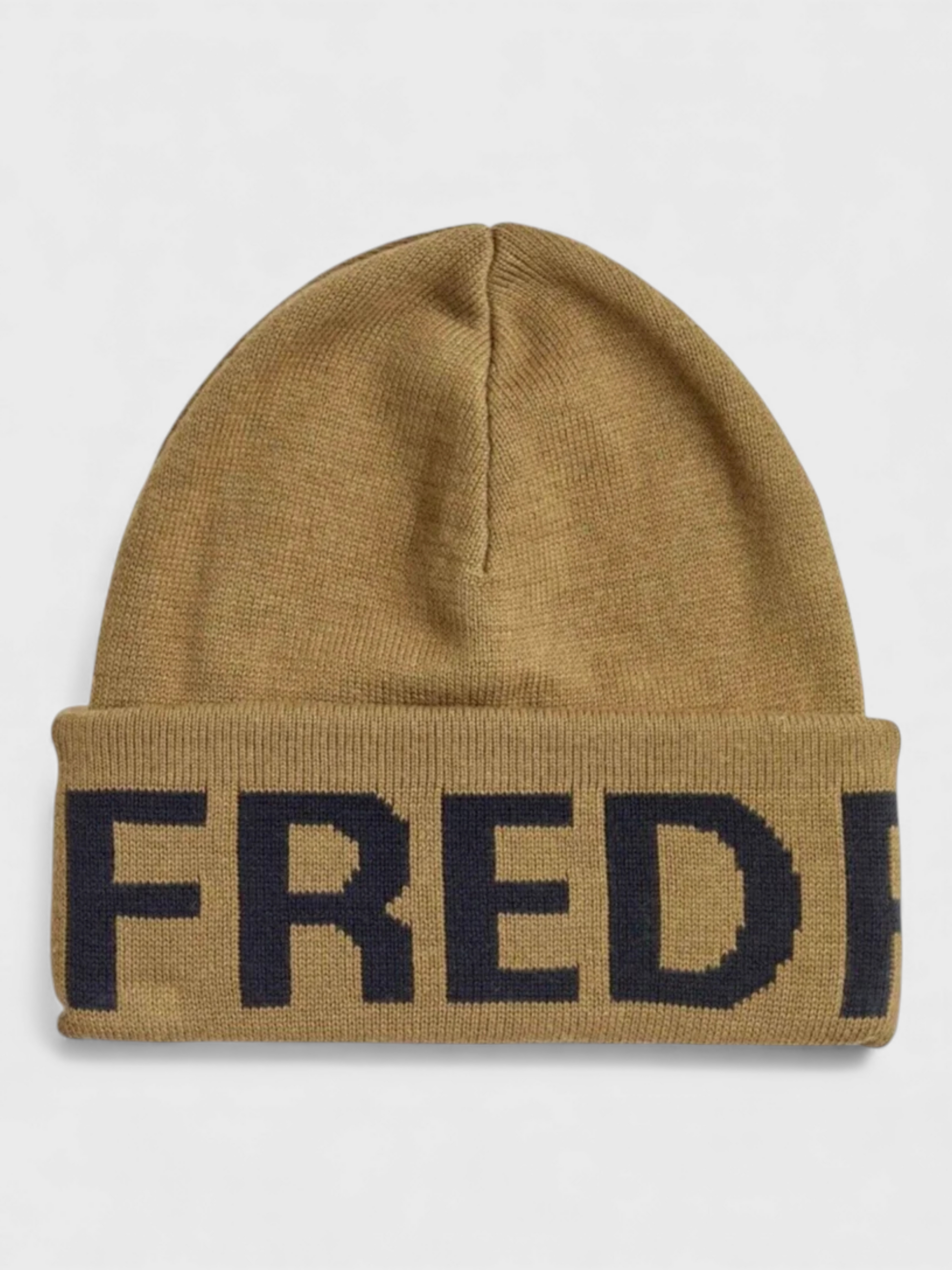 Fred Perry Oversized Branded Beanie Shaded Stone Black