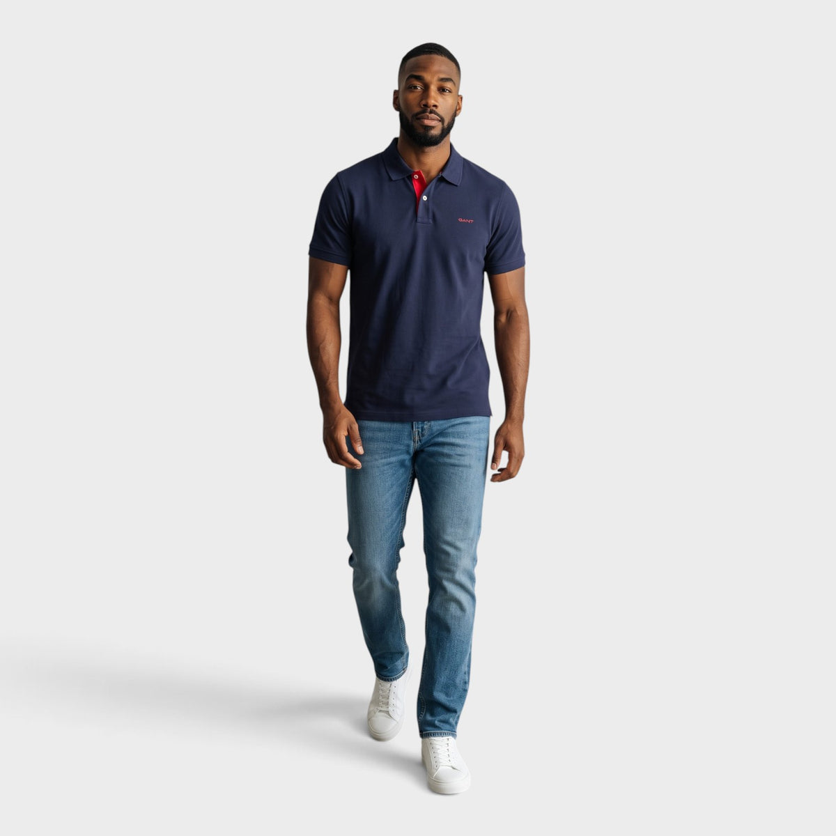 Logo Piqué Polo Shirt Navy Red