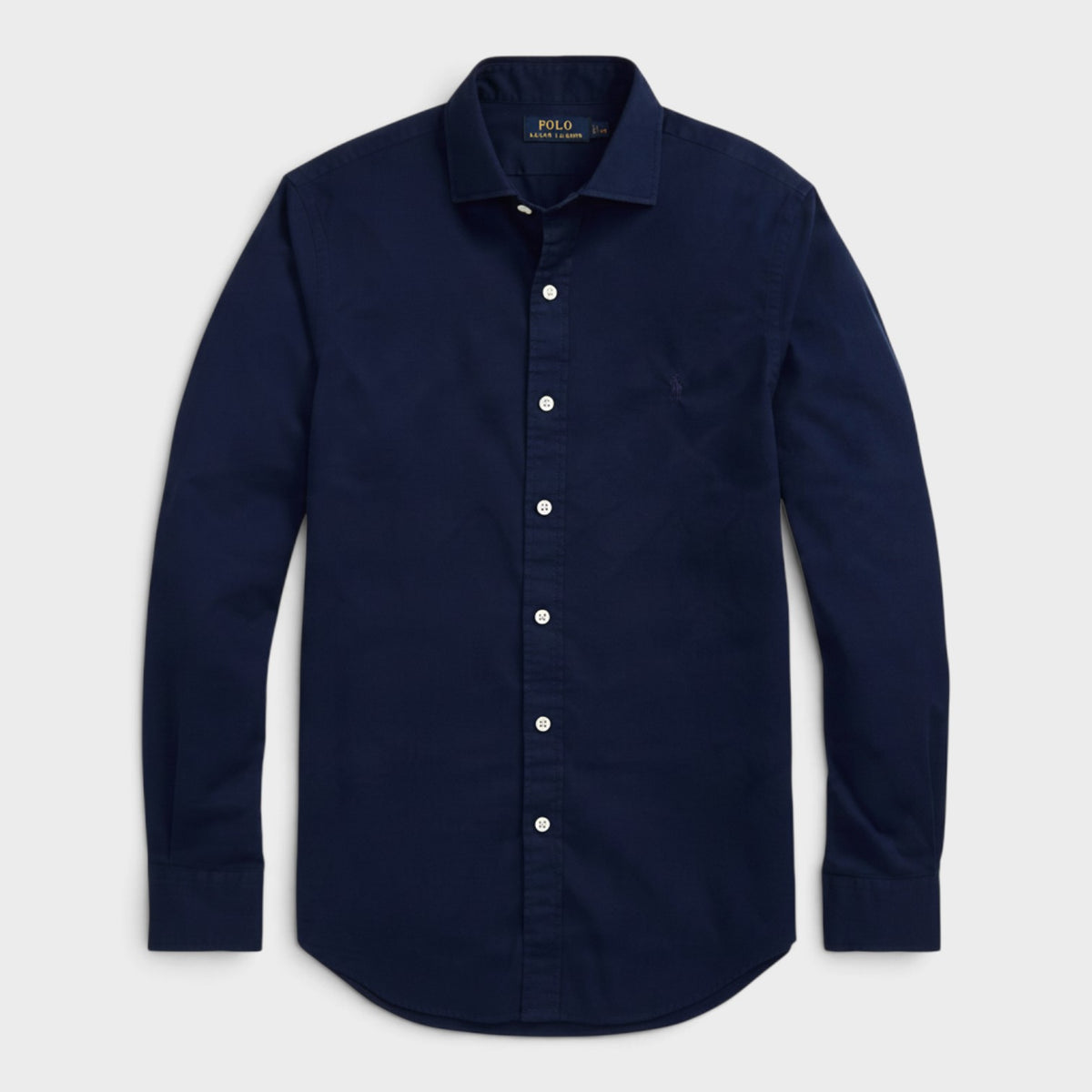 Slim Fit Garment-Dyed Twill Shirt Navy