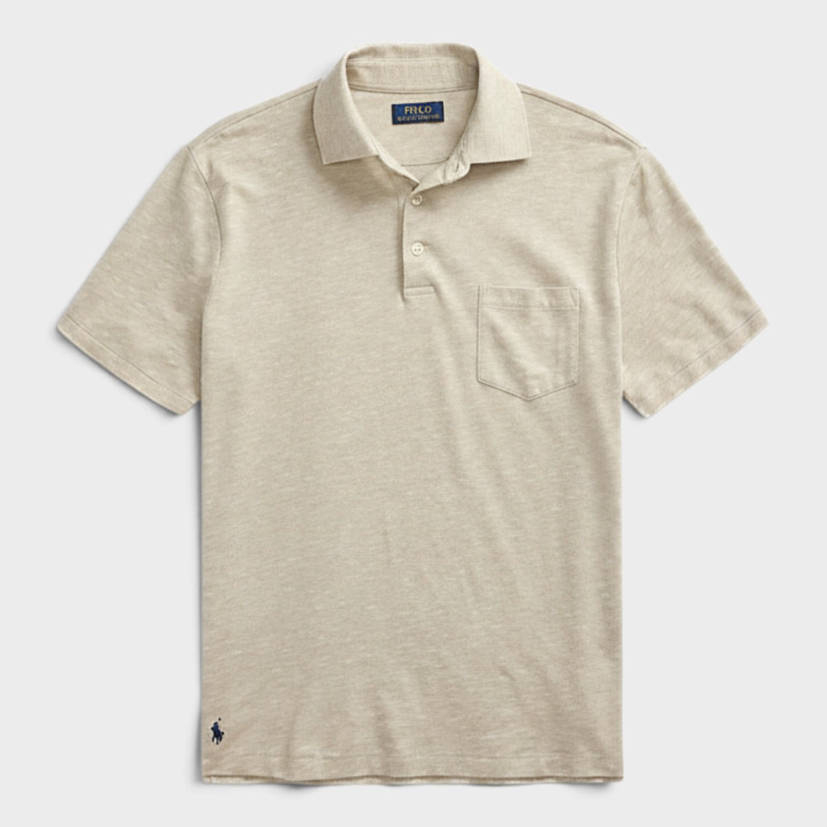Custom Slim Fit Cotton-Linen Polo Shirt Beige