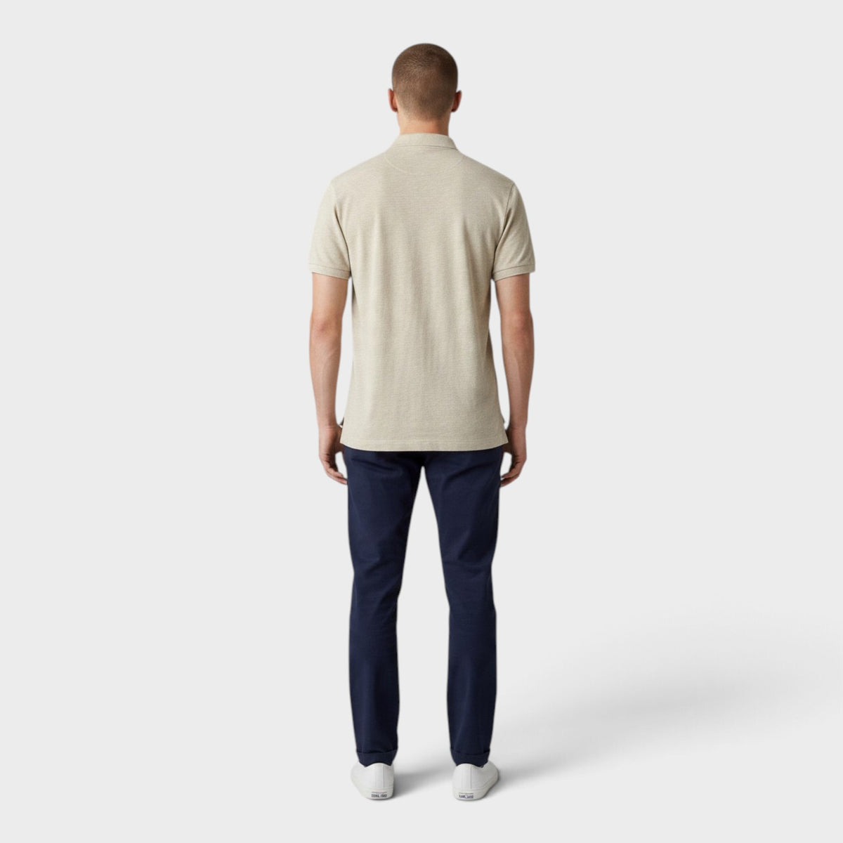 Custom Slim Fit Cotton-Linen Polo Shirt Beige