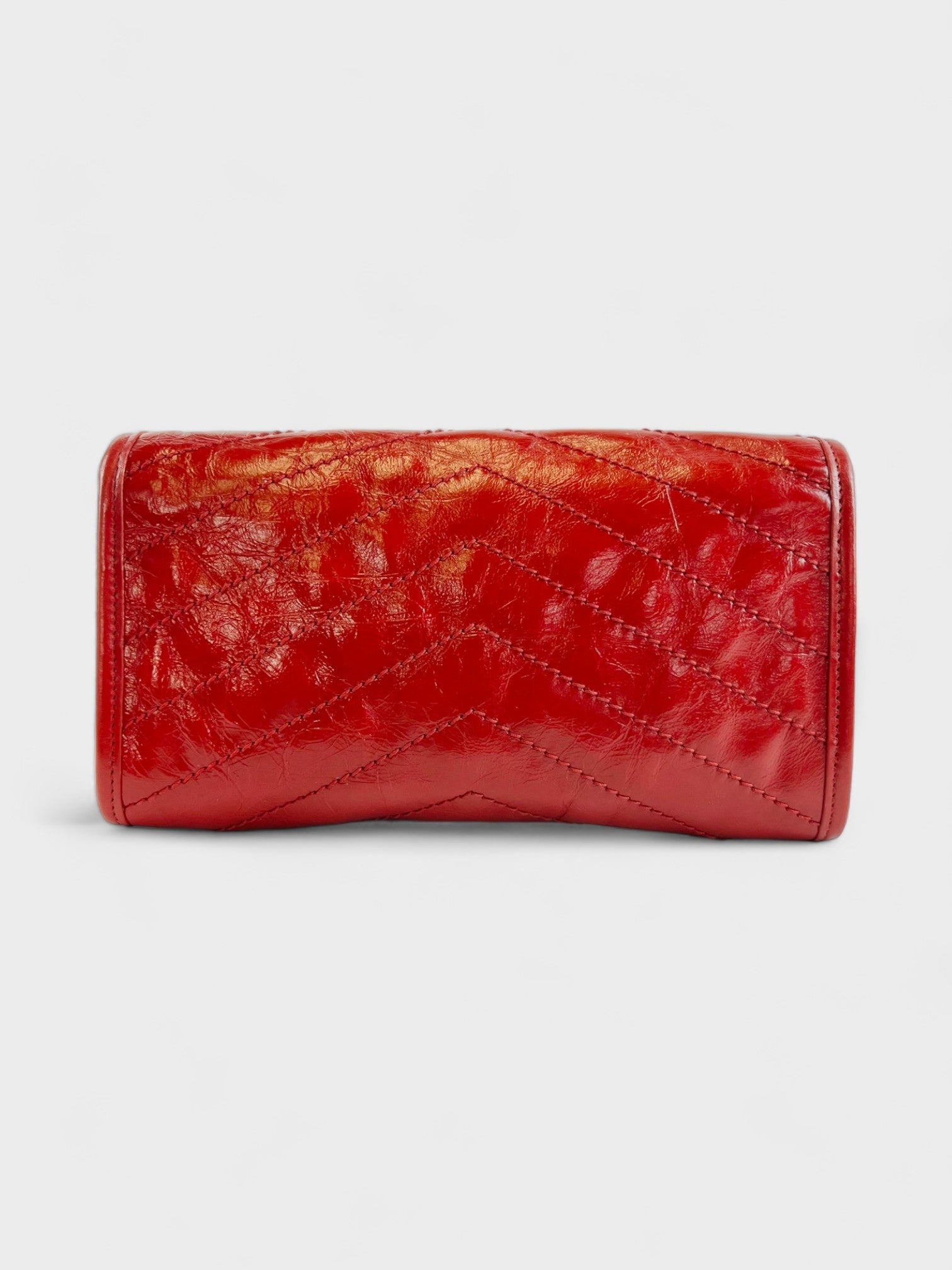 Saint Laurent Red Crinkled Calfskin Matelasse Niki Long Wallet - Supplied LuxurySaint Laurent