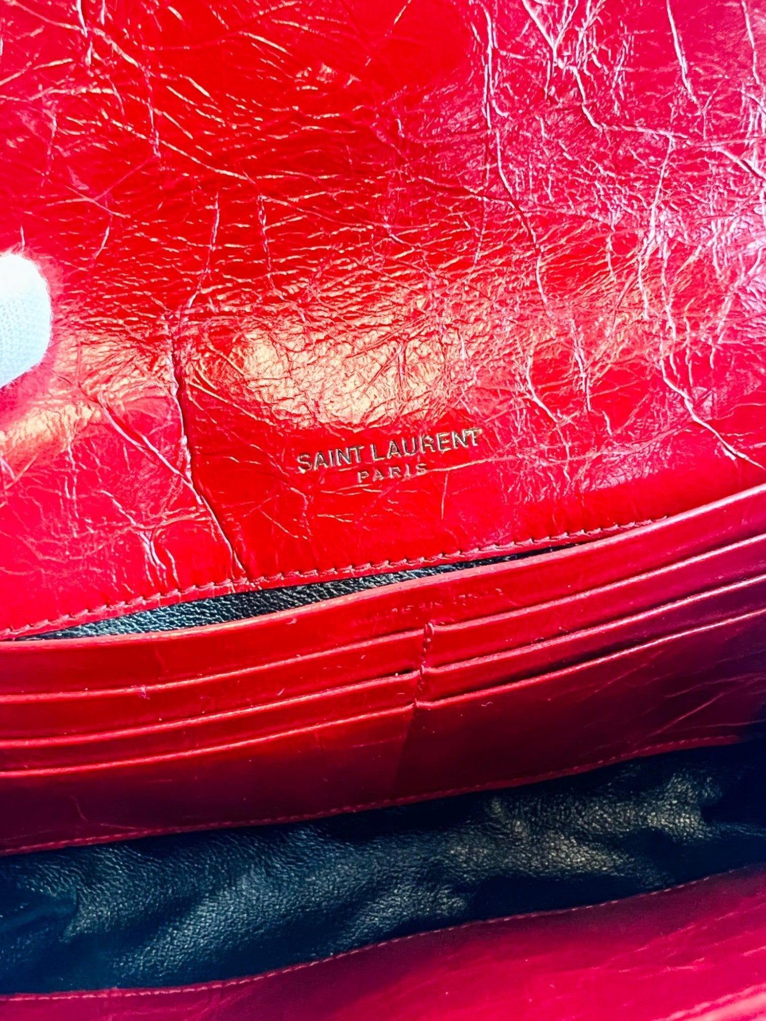 Saint Laurent Red Crinkled Calfskin Matelasse Niki Long Wallet - Supplied LuxurySaint Laurent