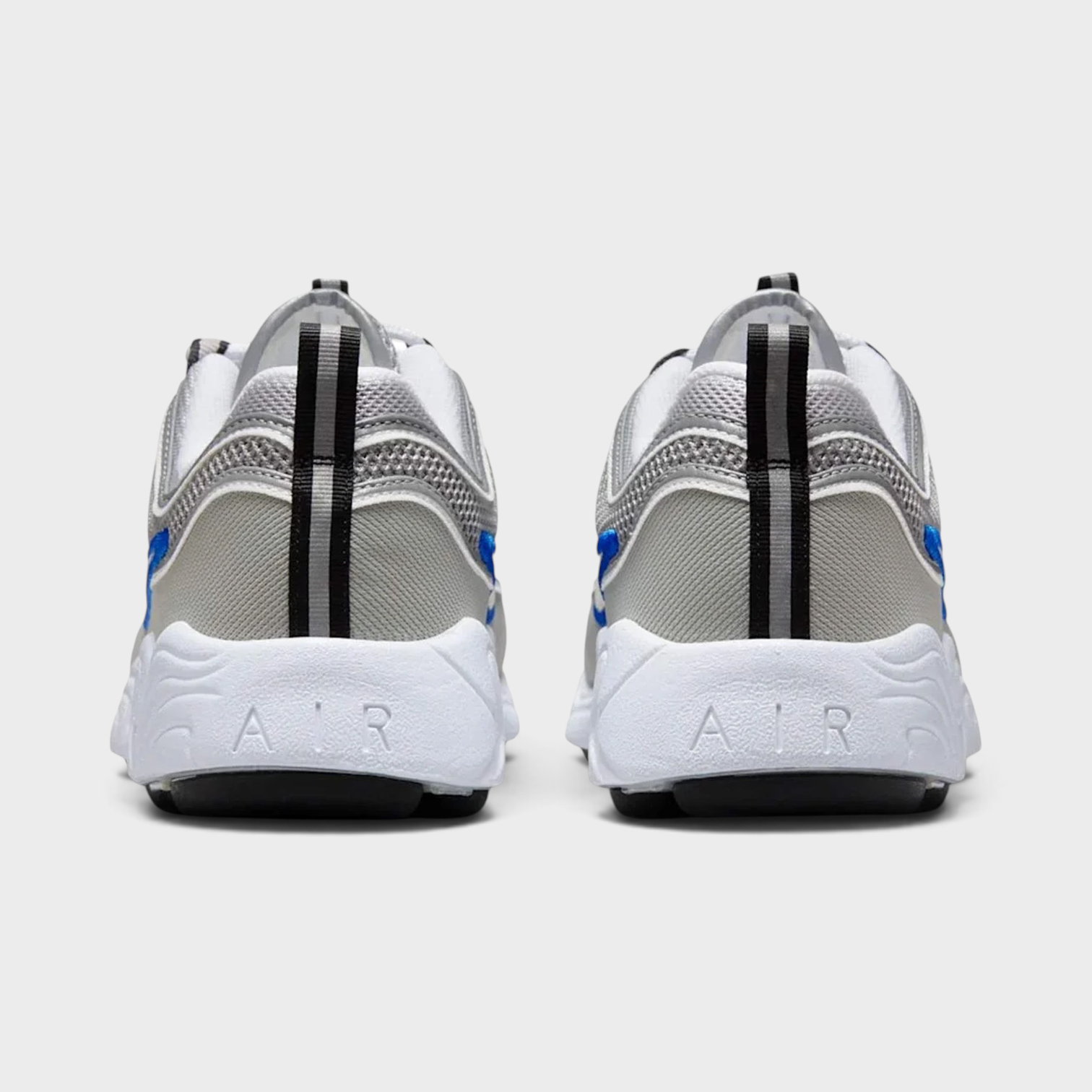 Supplied Fashion Air Zoom Spiridon SP sneakers in metallic silver grey with blue accents and white Air midsole