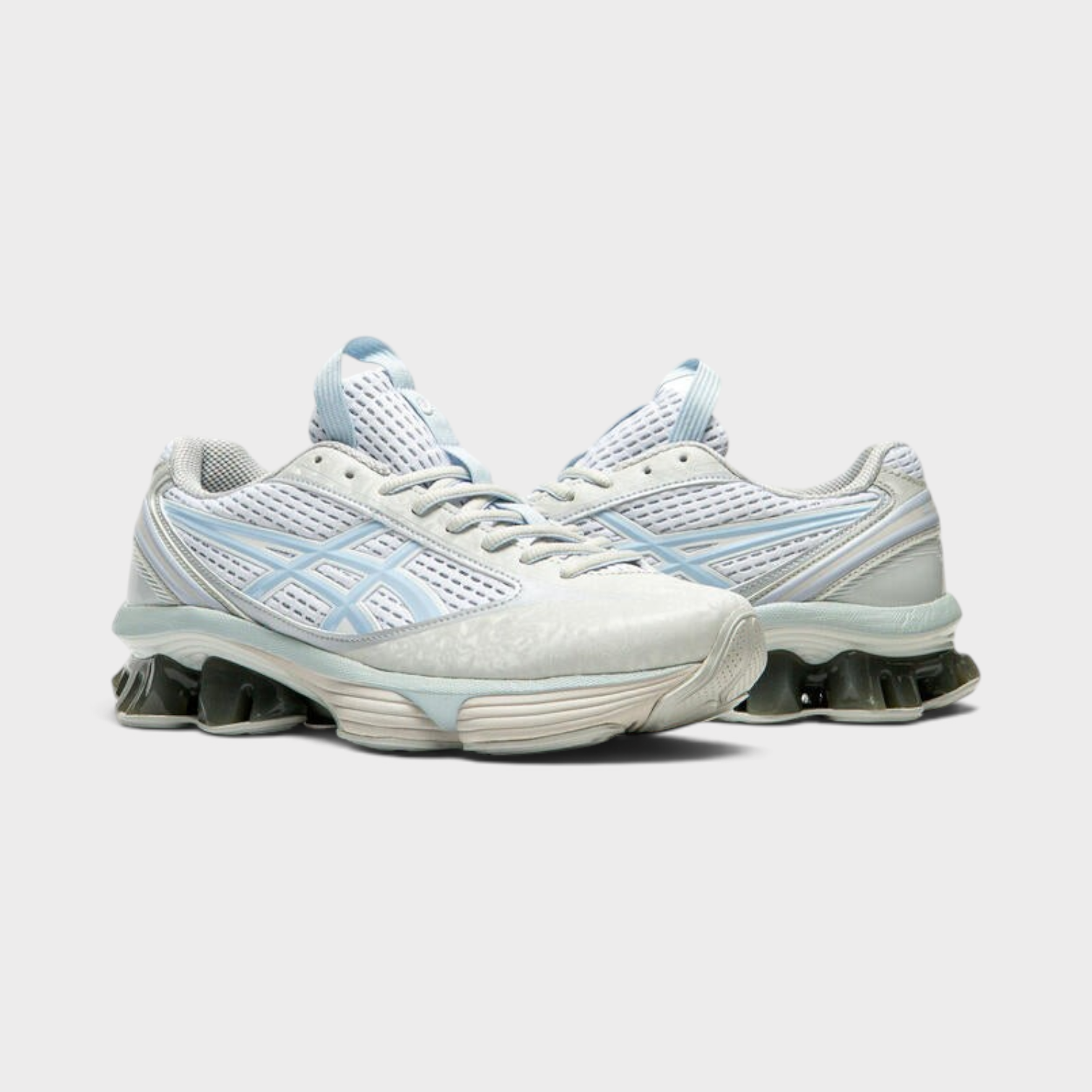Supplied Fashion ASICS Gel-Kinetic Fluent women's running shoe in glacier grey and sky blue with gel cushioning.