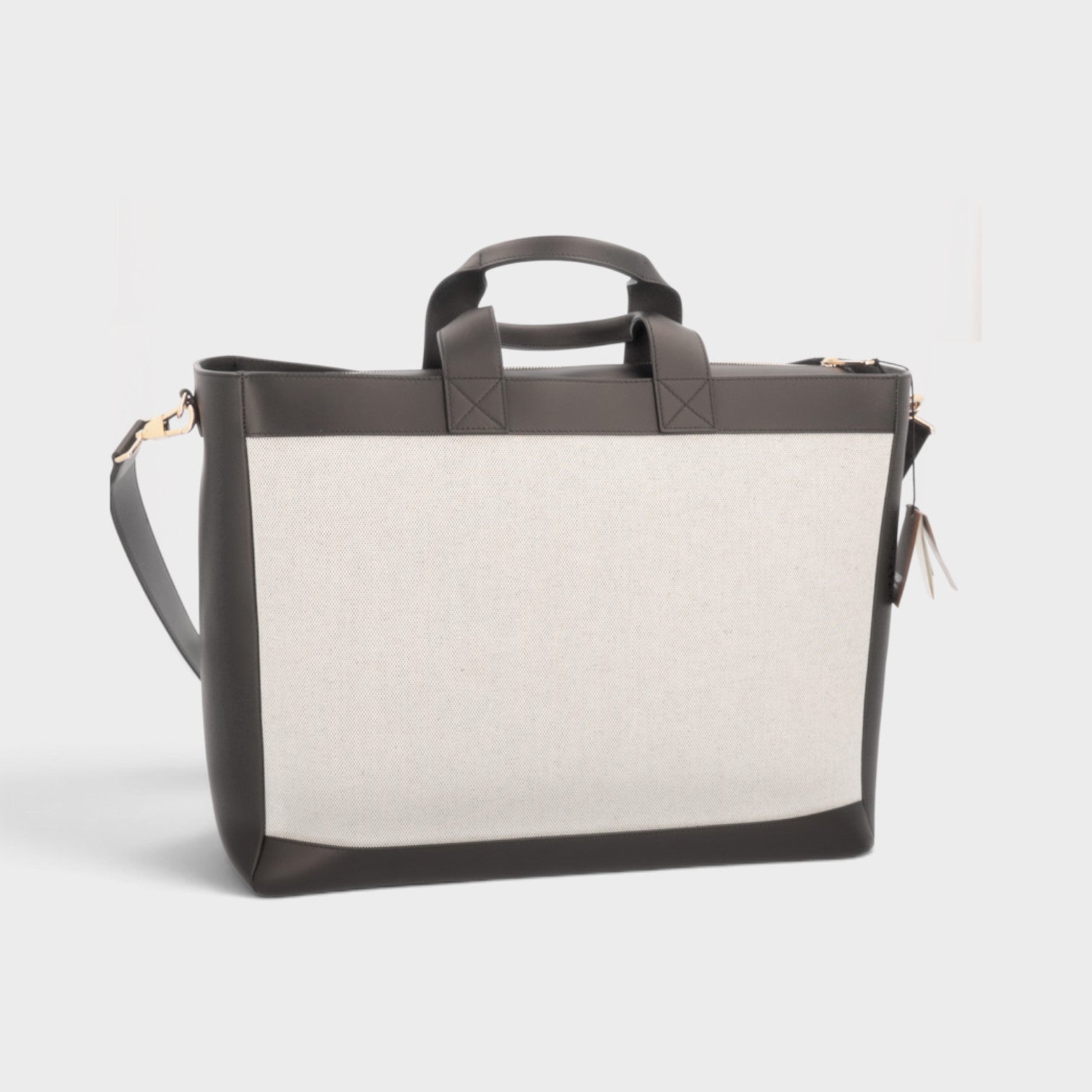 Supplied Fashion Burberry Ormond two-way tote bag in beige canvas and black leather with dual handles