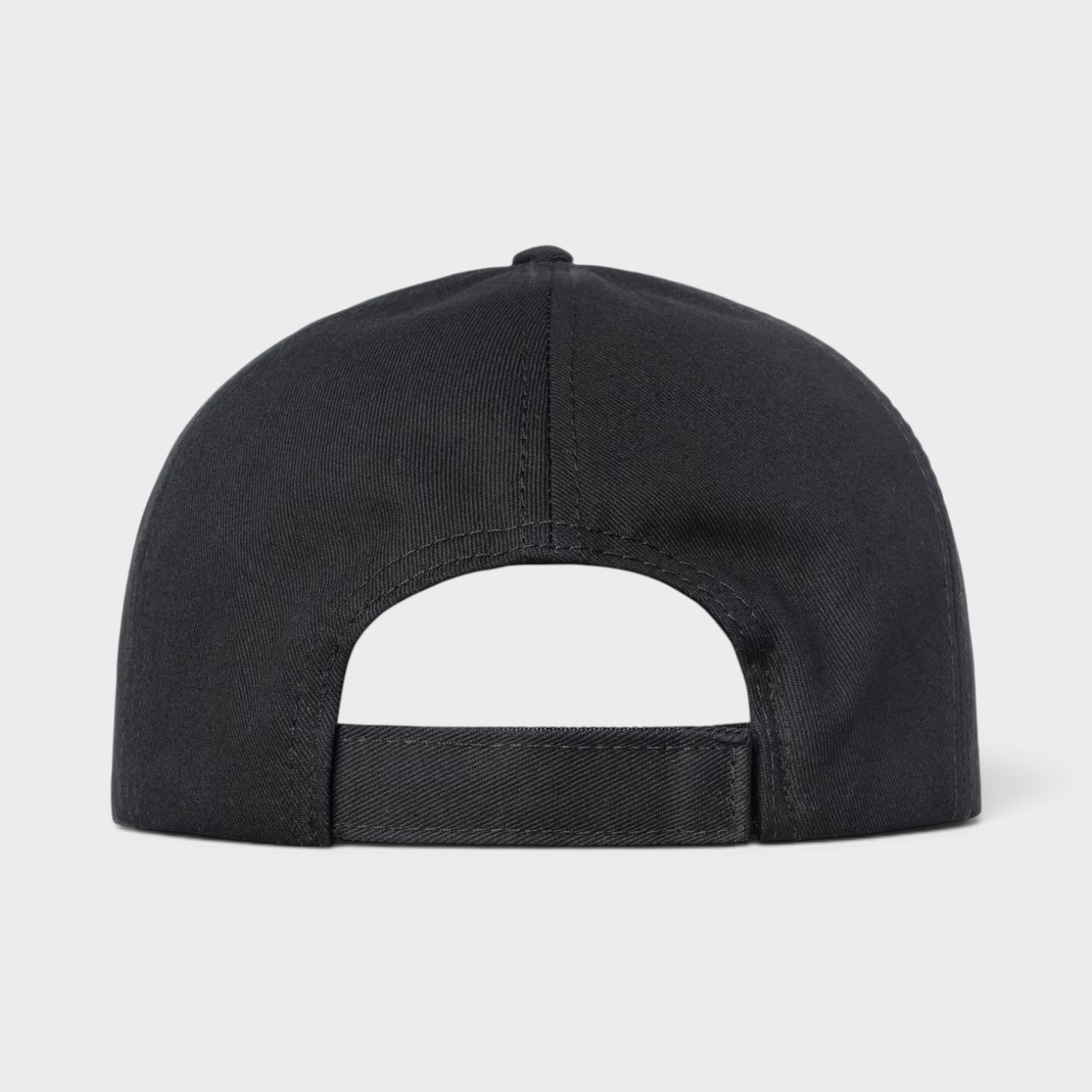 Supplied Fashion black baseball cap with an adjustable back strap, shown from the rear view.