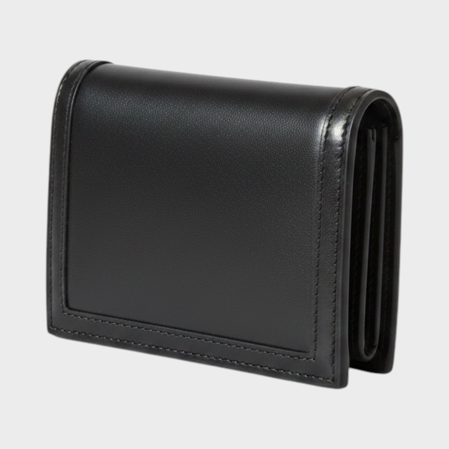Supplied Fashion black calf leather bifold wallet with Greca motif detailing