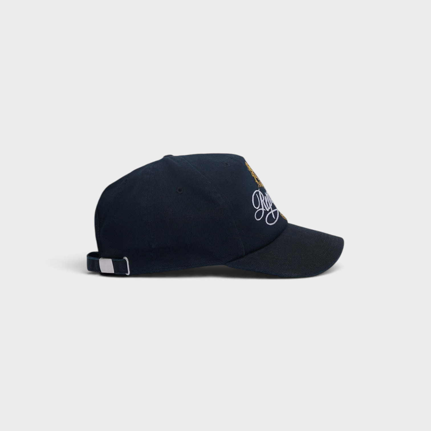 Supplied Fashion black baseball cap with embroidered Puma logo crest and adjustable metal strap side view