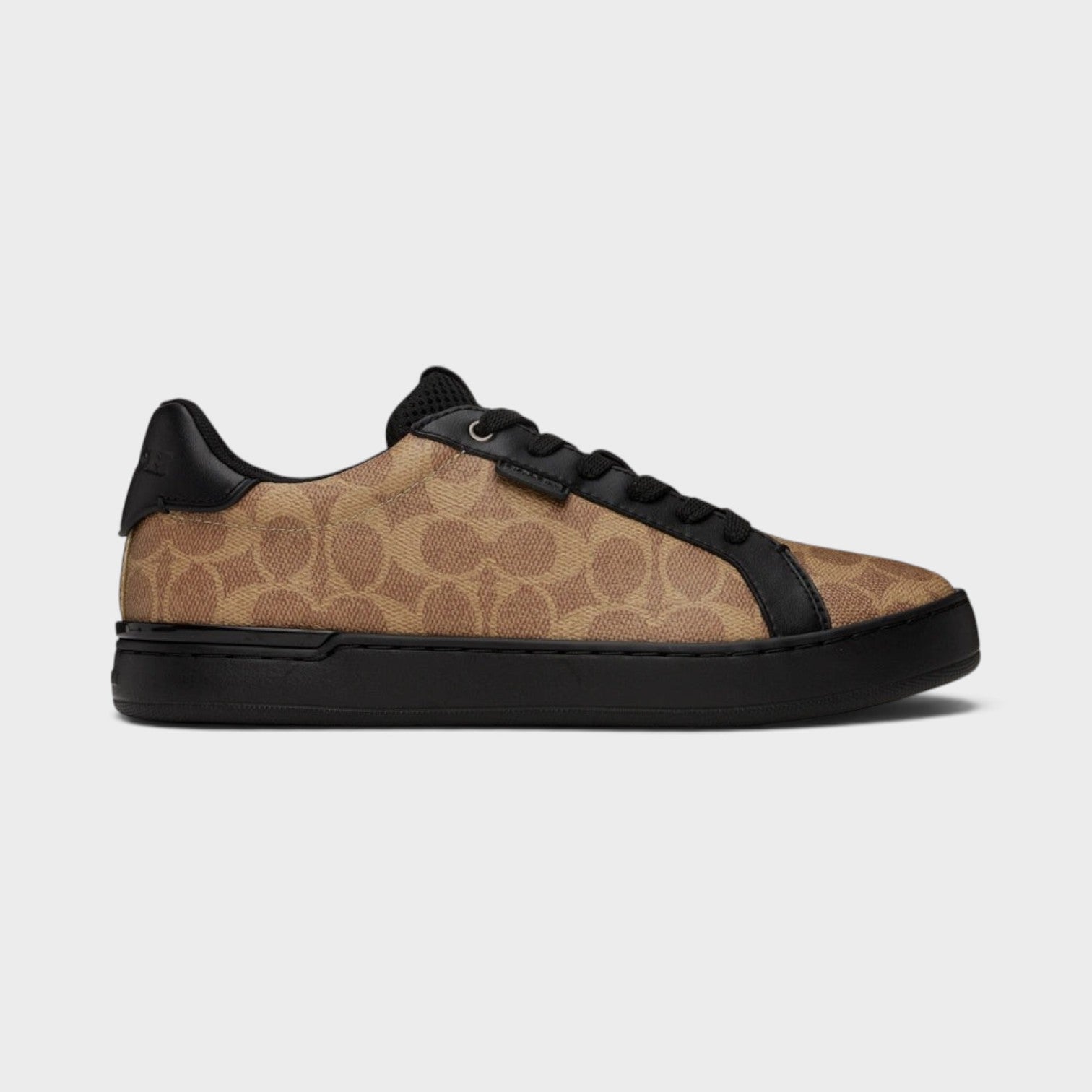 Supplied Fashion 1941 Lowline low-top sneakers in brown signature logo print with black leather trim and rubber sole.