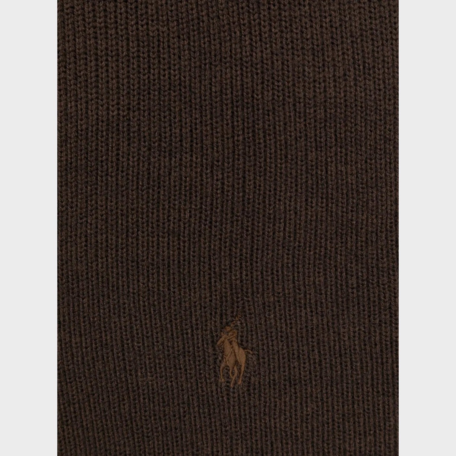 Supplied Fashion chocolate brown wool scarf with a detailed knitted texture and embroidered Polo Pony logo.