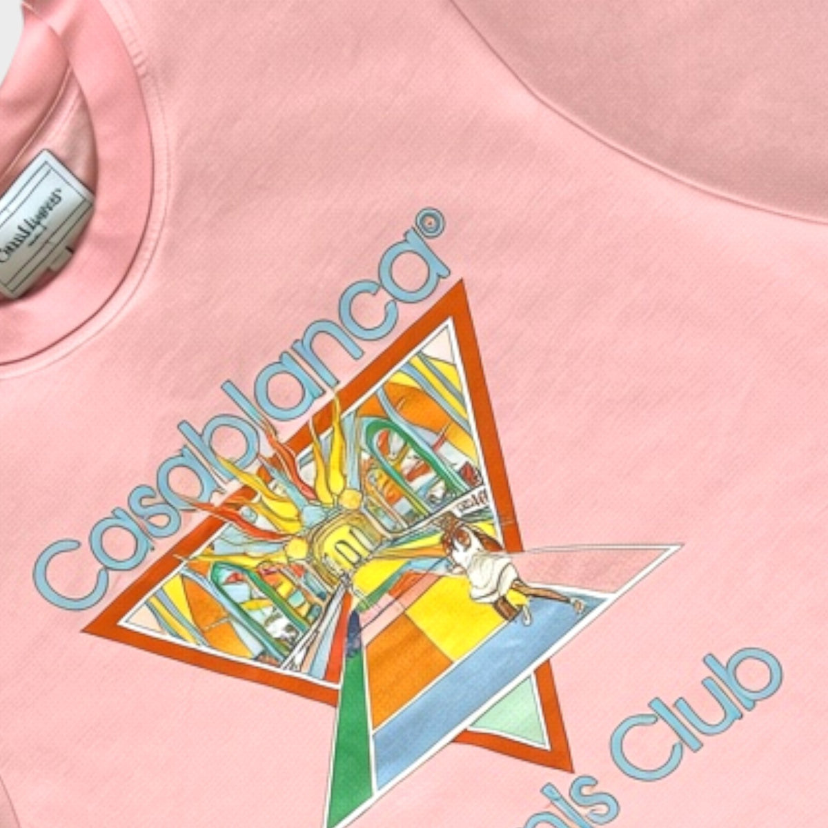 Supplied Fashion Casablanca pink cotton t-shirt featuring a colorful triangular Tennis Club graphic print