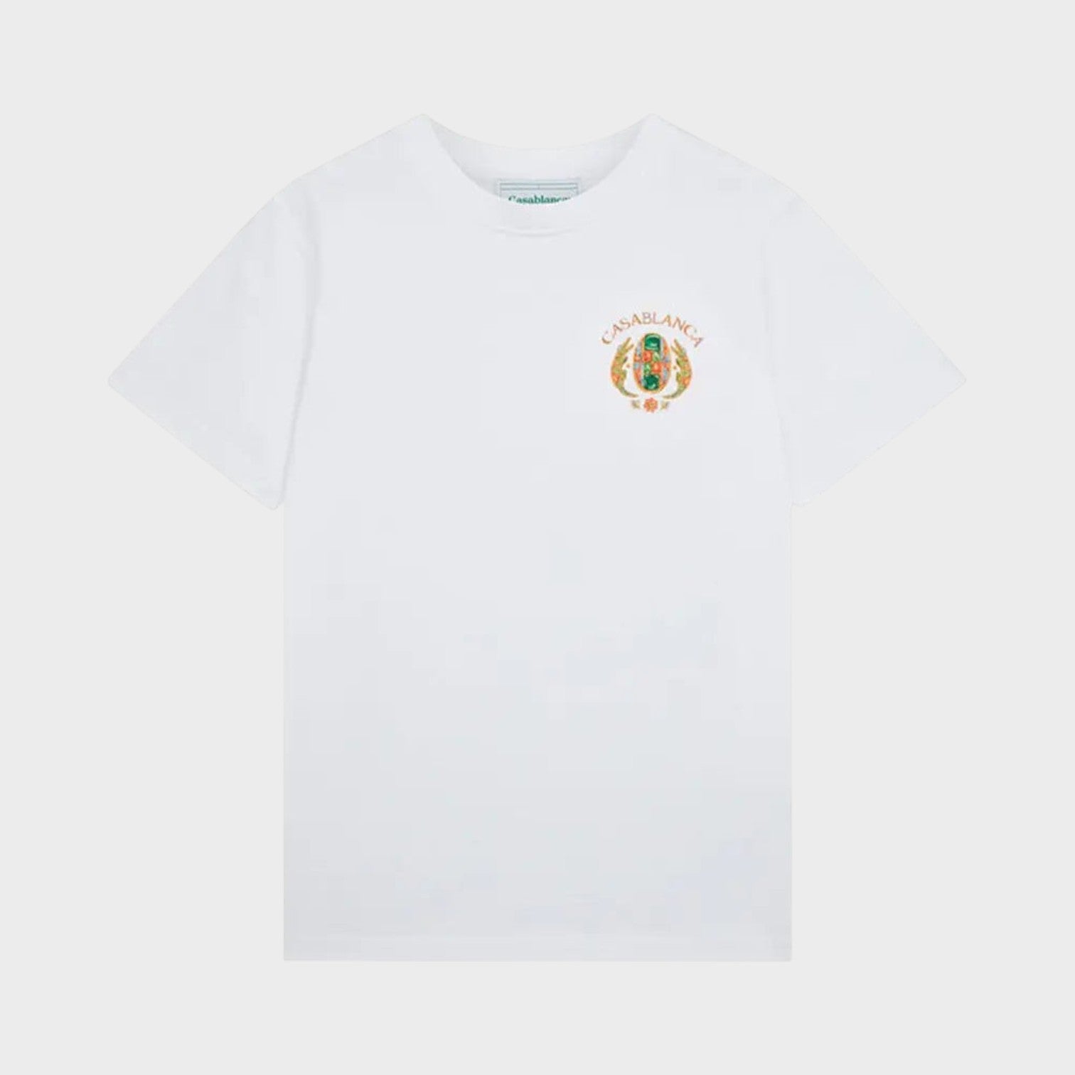 Supplied Fashion Casablanca Joyaux D'Afrique Tennis Club white cotton t-shirt with small chest graphic logo