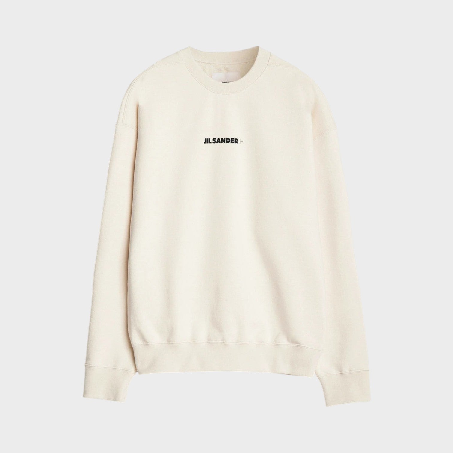 Supplied Fashion Jil Sander cream terry sweatshirt with black logo print and relaxed fit