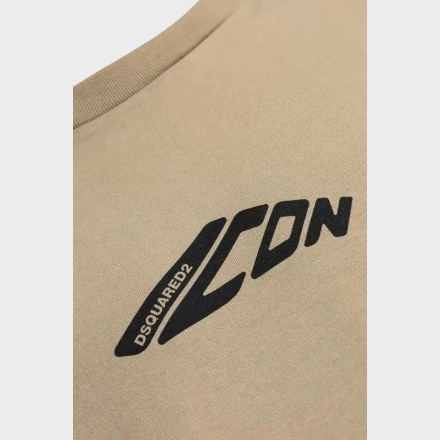 Supplied Fashion Dsquared2 beige long sleeve tee featuring a black Icon logo print on the chest