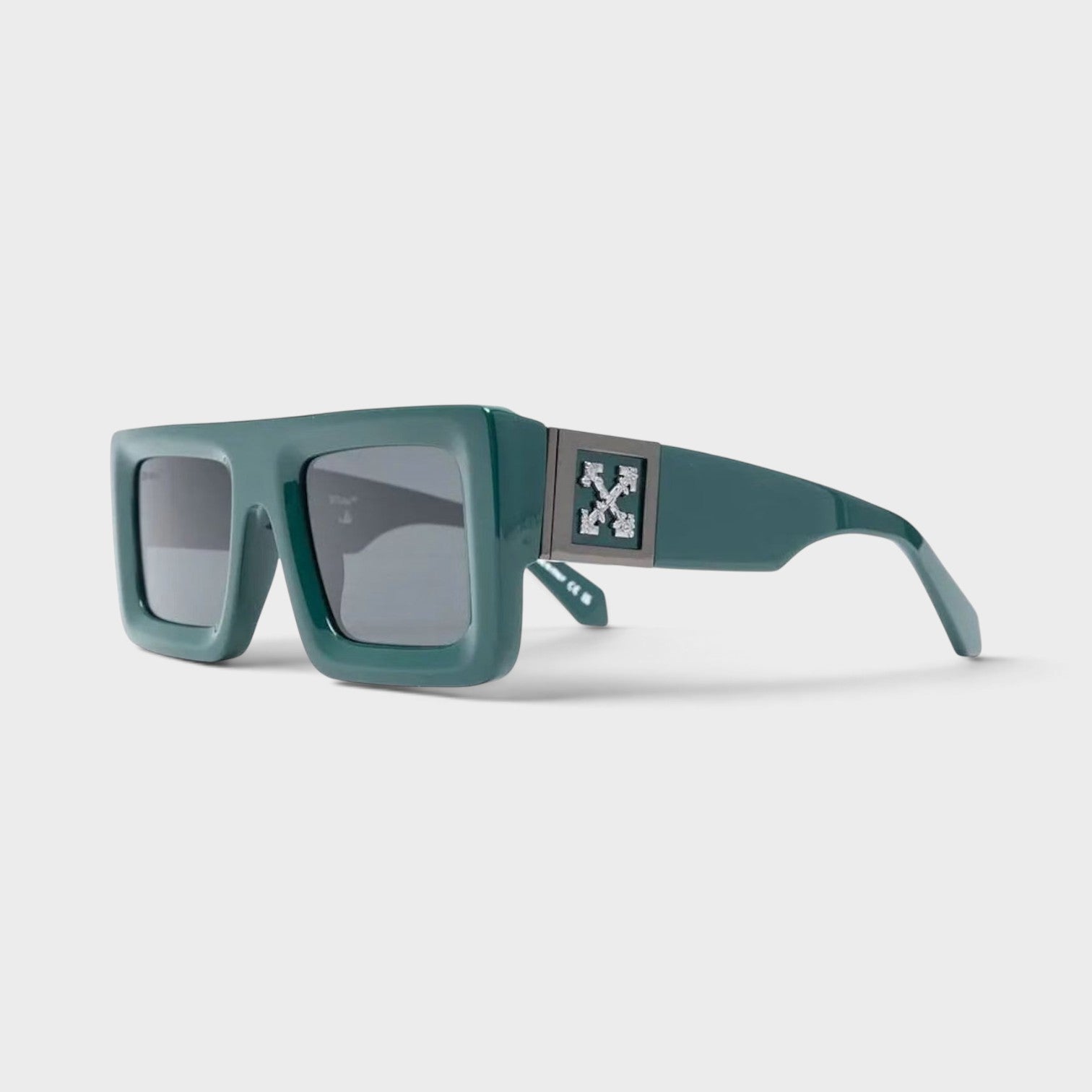 Supplied Fashion square-frame sunglasses in green with a silver arrow logo detail on the temple.