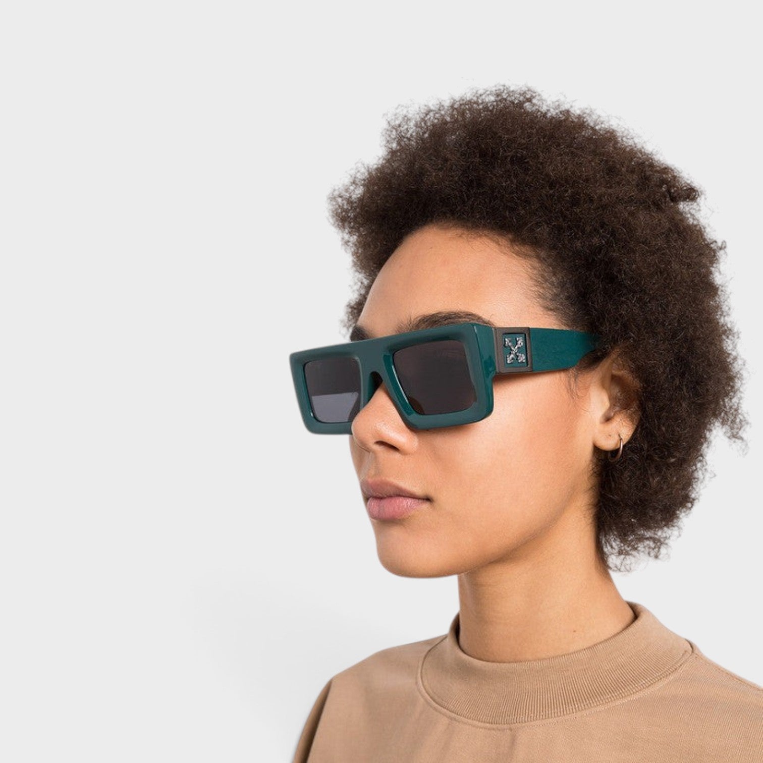 Supplied Fashion Leonardo square-frame sunglasses in dark green with a signature arrow detail on the temple