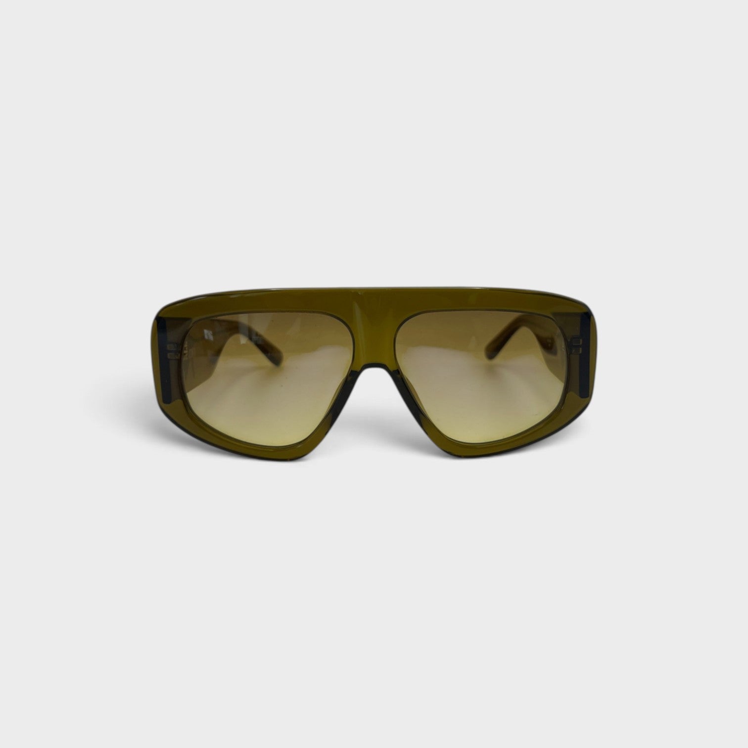Supplied Fashion Linda Farrow Milano oversized sunglasses in olive with a bold architectural frame and gradient lenses.