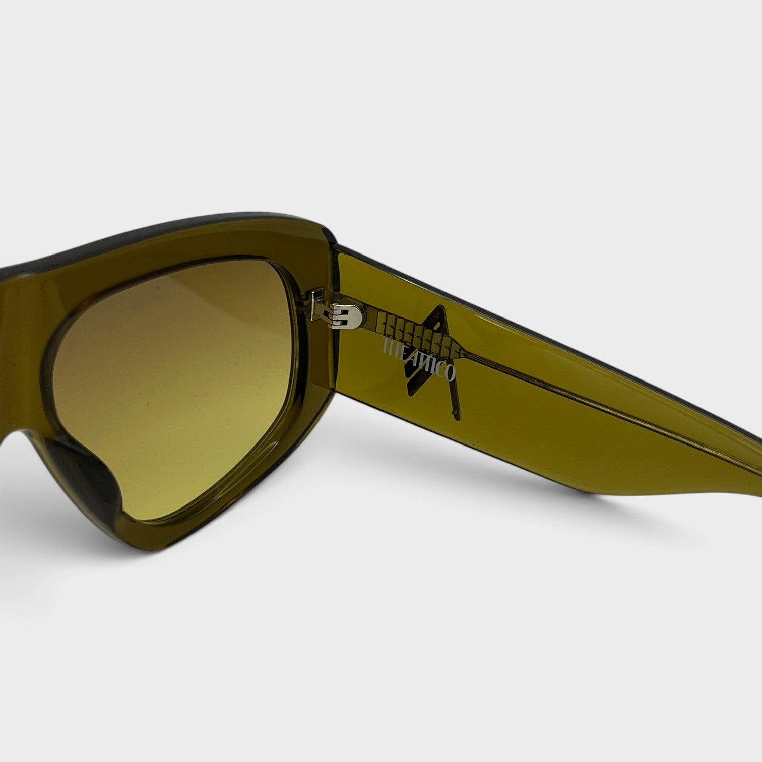 Supplied Fashion Linda Farrow Milano oversized sunglasses in olive with gradient lenses and The Attico branding