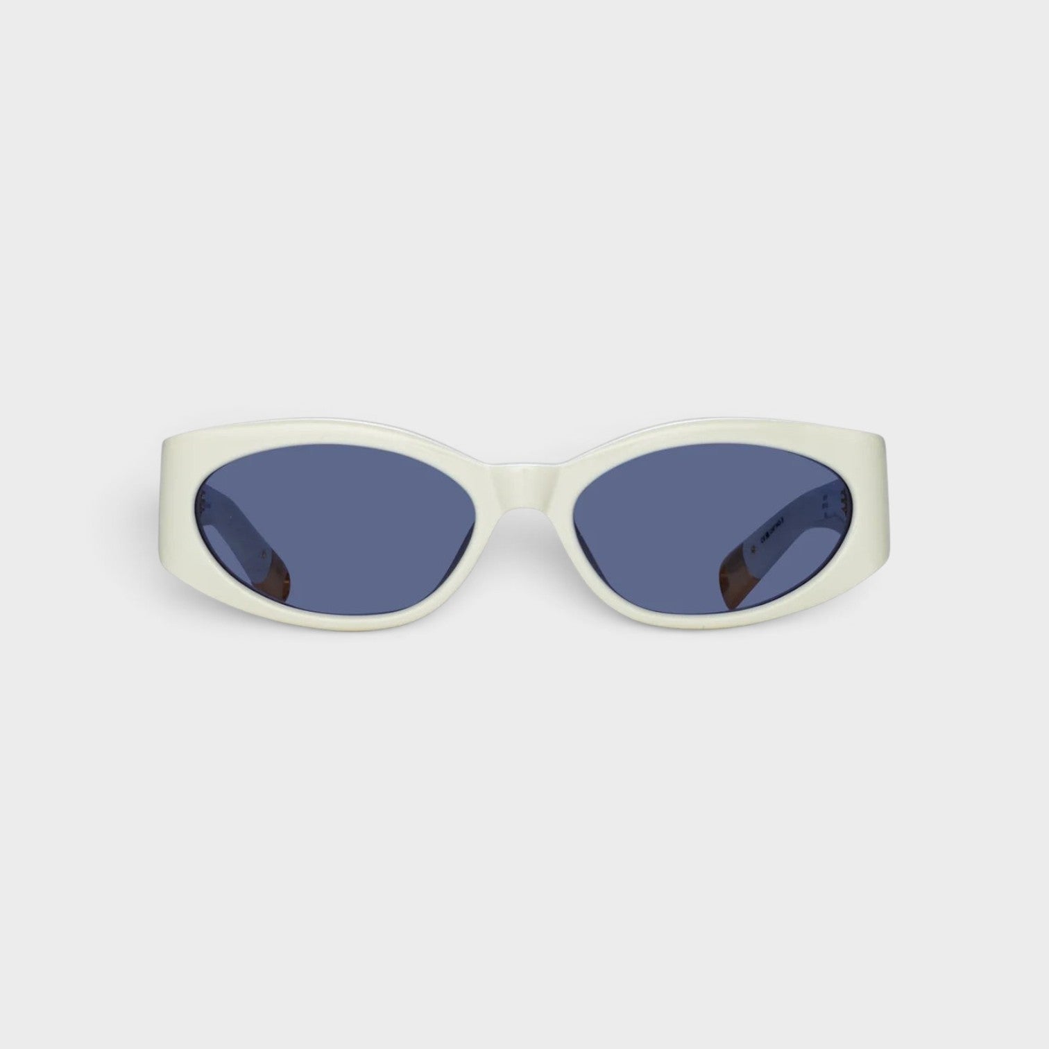 Supplied Fashion Linda Farrow Ovalo oval sunglasses in white with dark tinted lenses and a sleek designer frame.