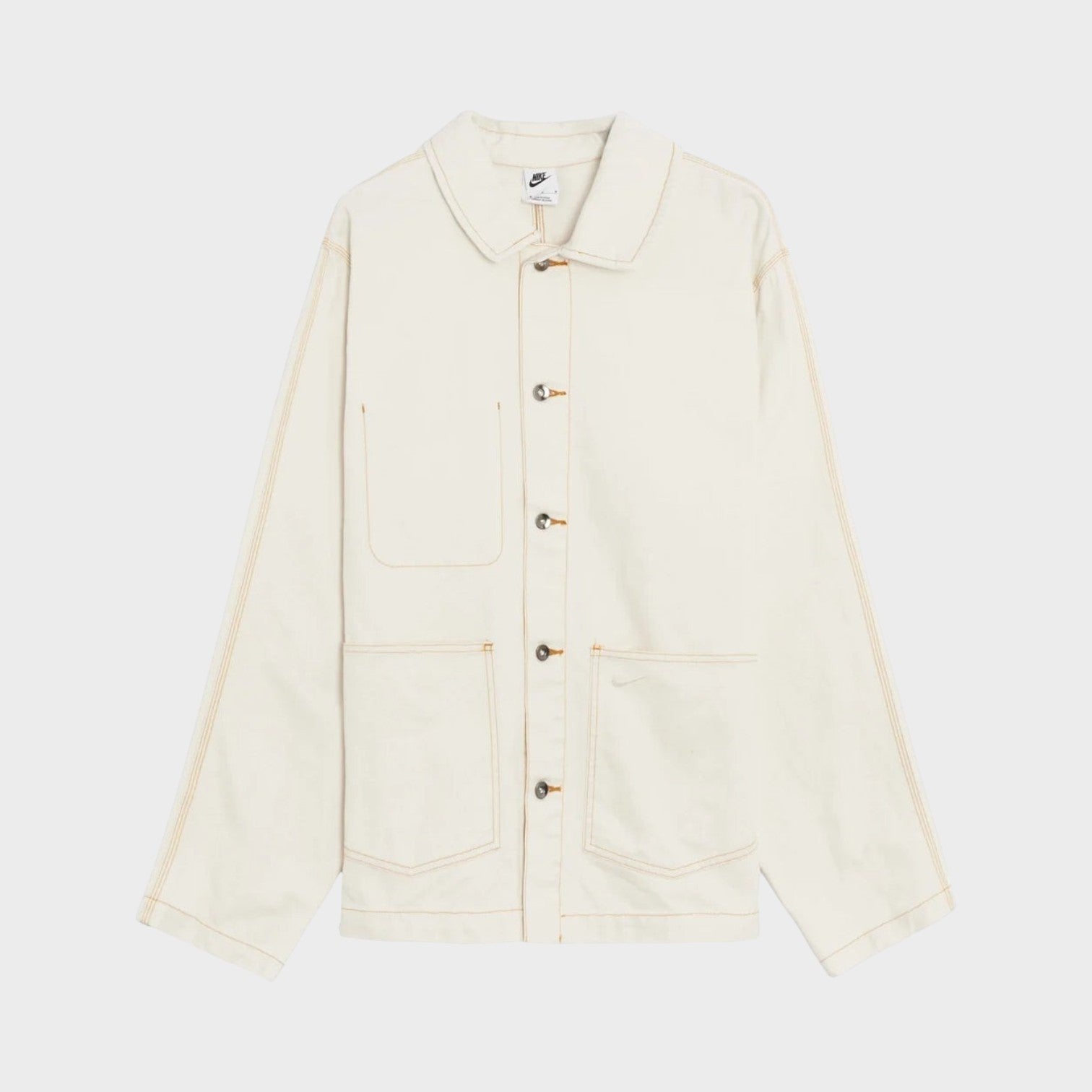 Supplied Fashion Nike Sportswear Club off-white French terry jacket with button-up front and contrast stitching