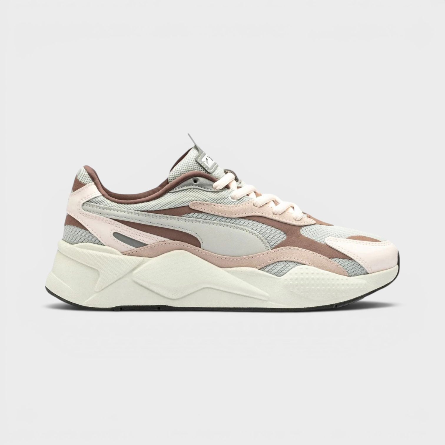 Supplied Fashion Puma RS-X3 Puzzle Rosewater sneakers in pastel pink and grey with a chunky cushioned sole