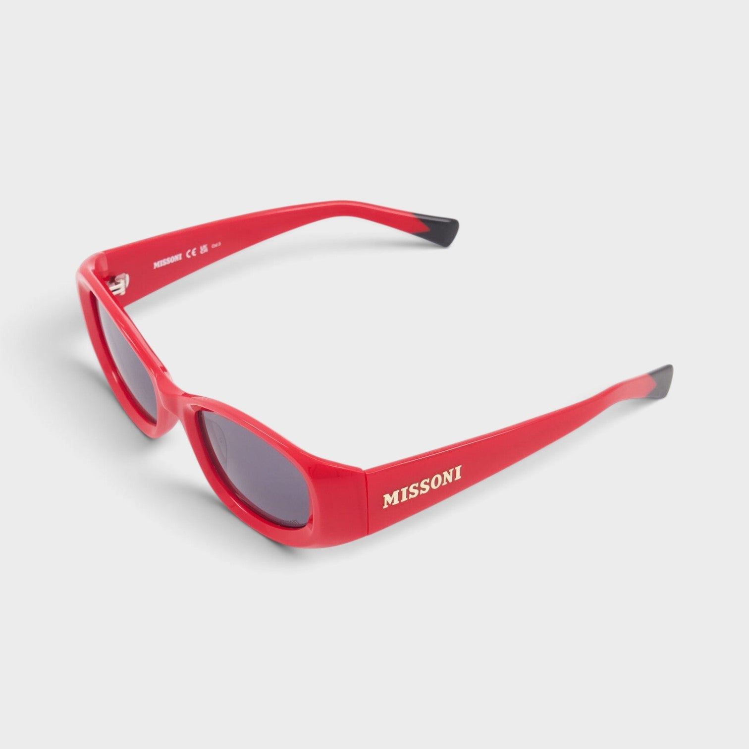 Supplied Fashion red rectangular Missoni sunglasses with dark lenses and logo detail on the temple