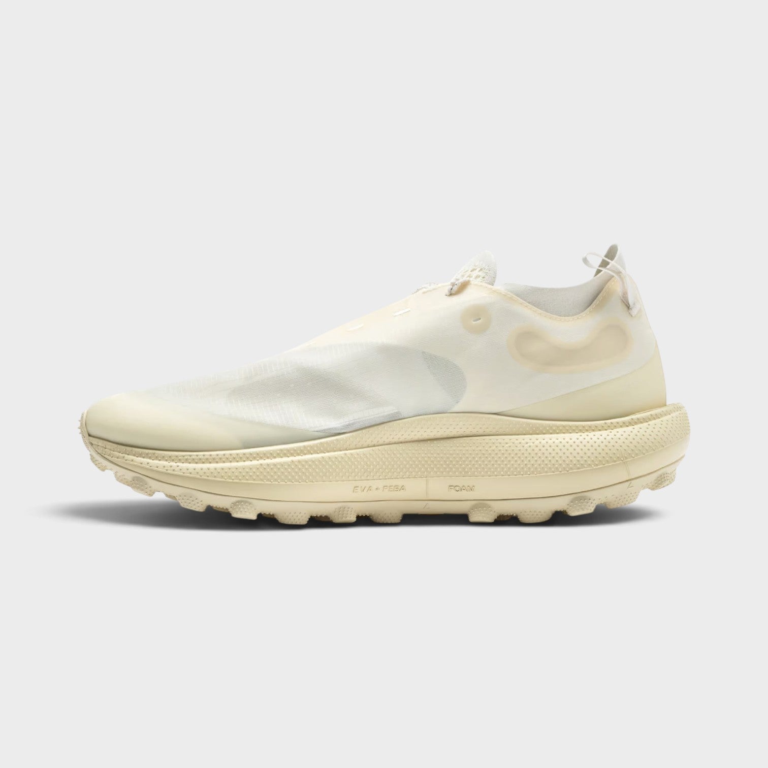 Supplied Fashion The Rocker unisex sneaker in antique white with a lightweight translucent upper and EVA foam sole.
