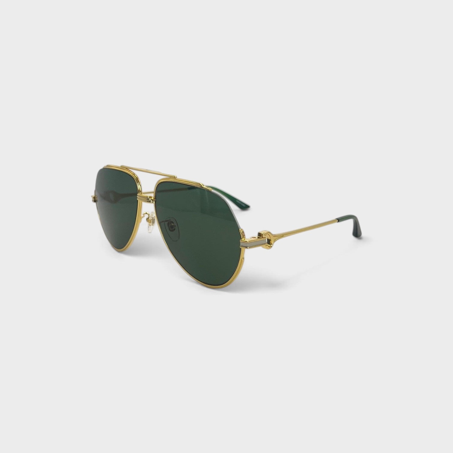 Supplied Fashion vintage-inspired rounded sunglasses with gold stainless steel frames and dark green lenses