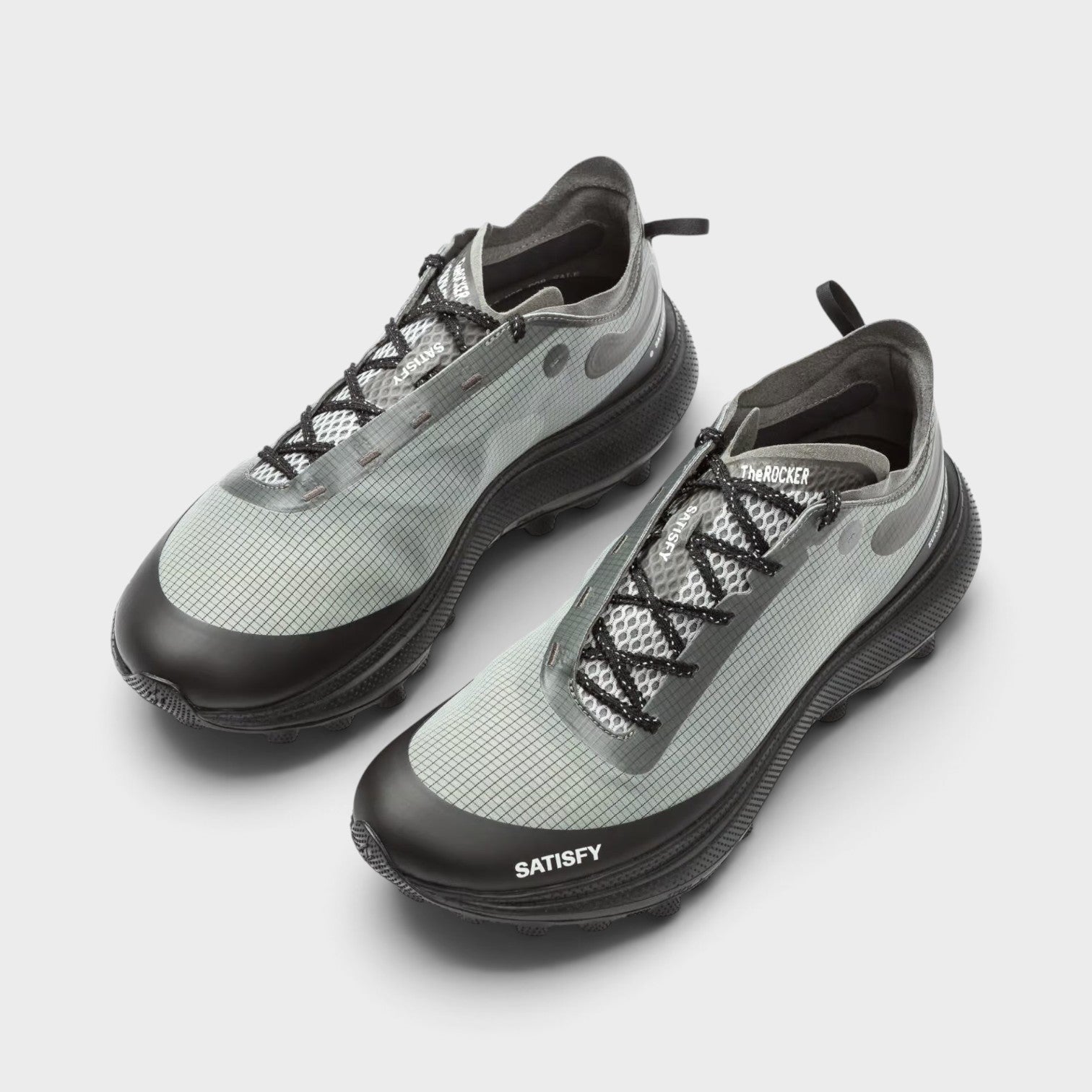 Supplied Fashion U The Rocker sneakers in shadow grey with a technical grid mesh upper and black lugged outsole.