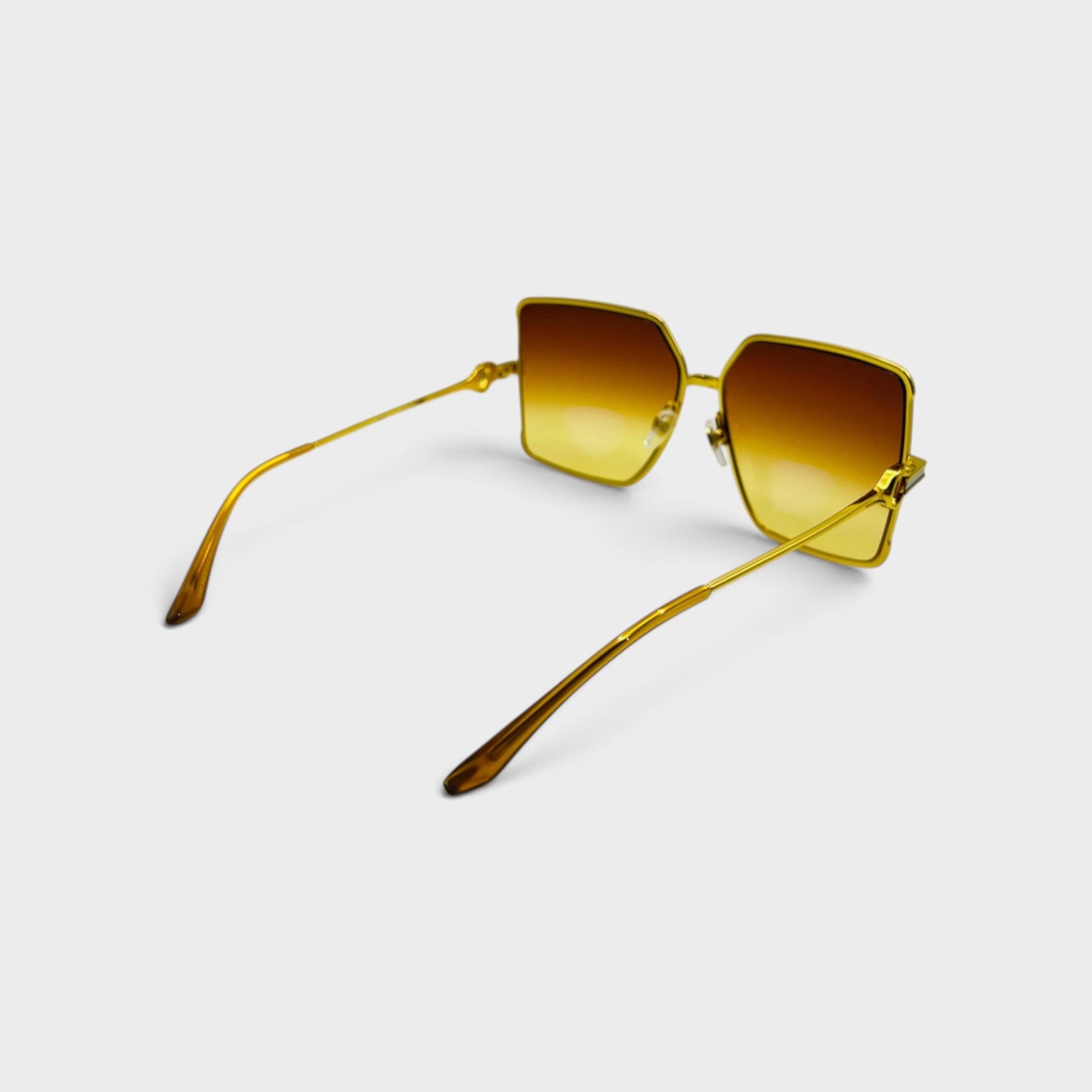 Supplied Fashion square stainless steel sunglasses with gold frames and orange sunset gradient lenses