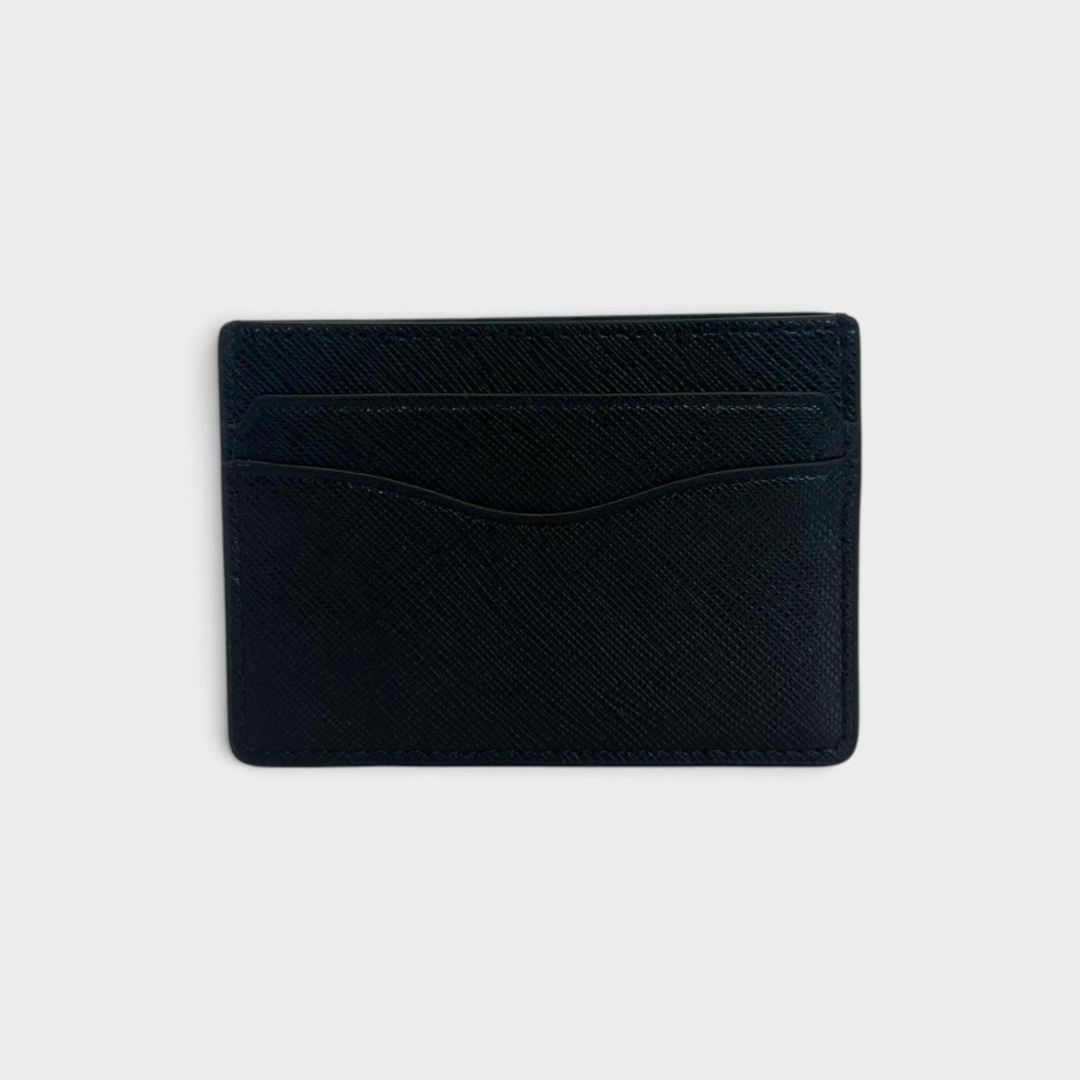 Supplied Fashion Tory Burch slim black leather card case with a minimalist design and textured finish.