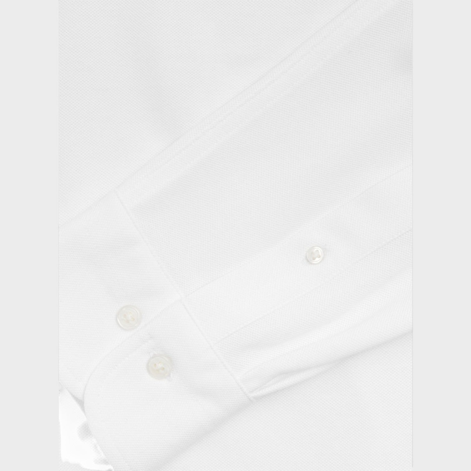 Supplied Fashion white regular jersey pique shirt featuring a textured weave and buttoned cuff detail.