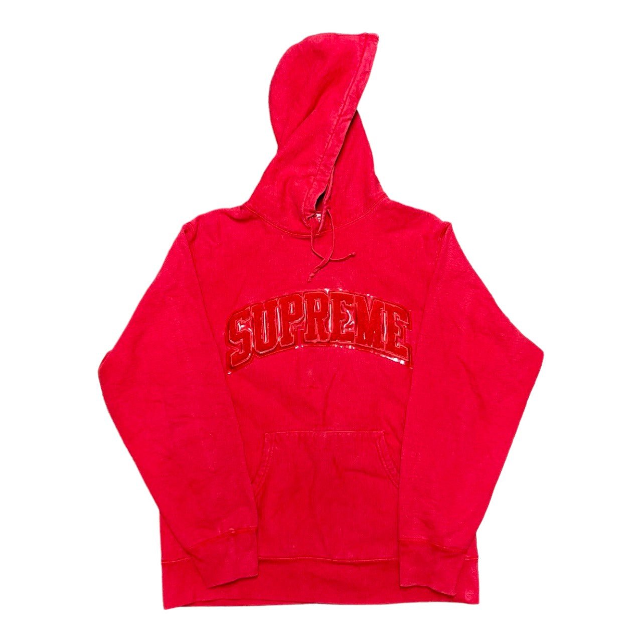 Supreme Patent/Chenille Arc Logo Hooded Sweatshirt Red L - Supplied LuxurySUPREME