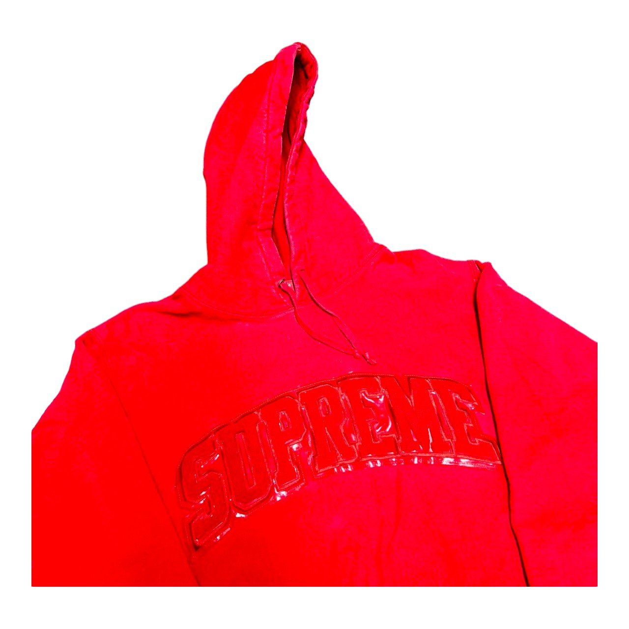 Supreme Patent/Chenille Arc Logo Hooded Sweatshirt Red L - Supplied LuxurySUPREME