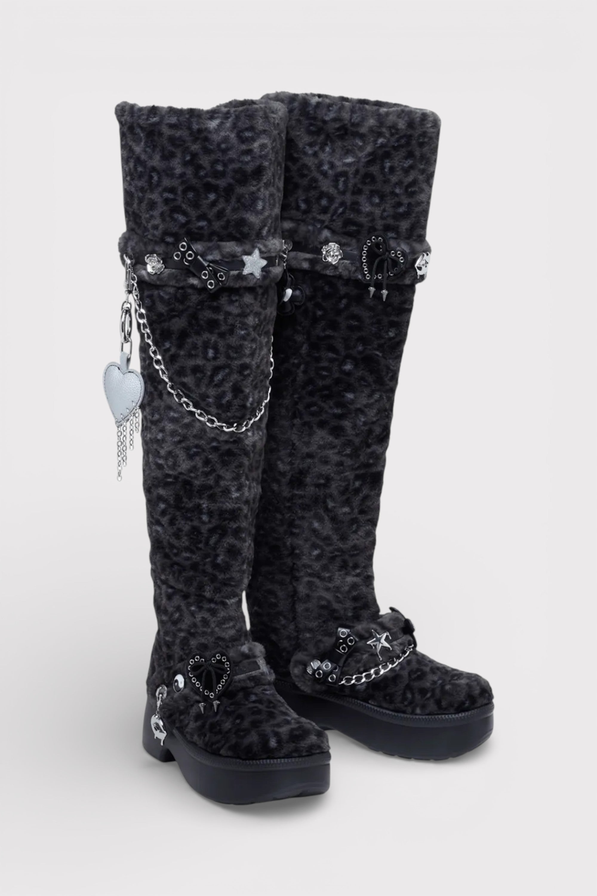 Crocs Classic Unfurgettable Knee High Boot Black Leopard