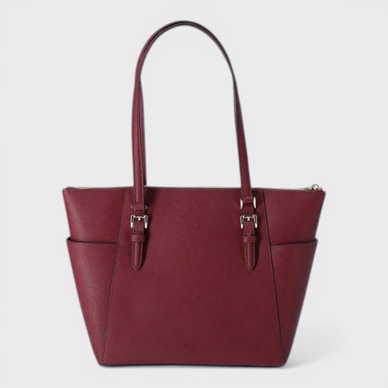 Zip Tote Saffiano Leather Handbag Dark Cherry