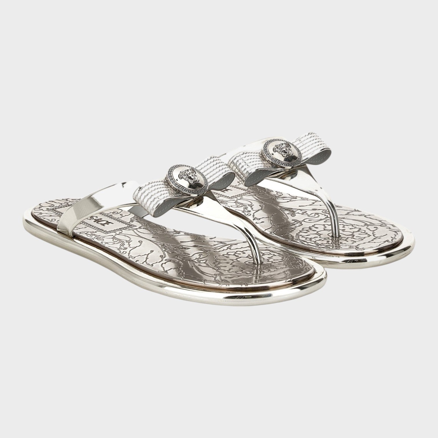 Gianni Ribbon Slides Rubber Silver Palladium