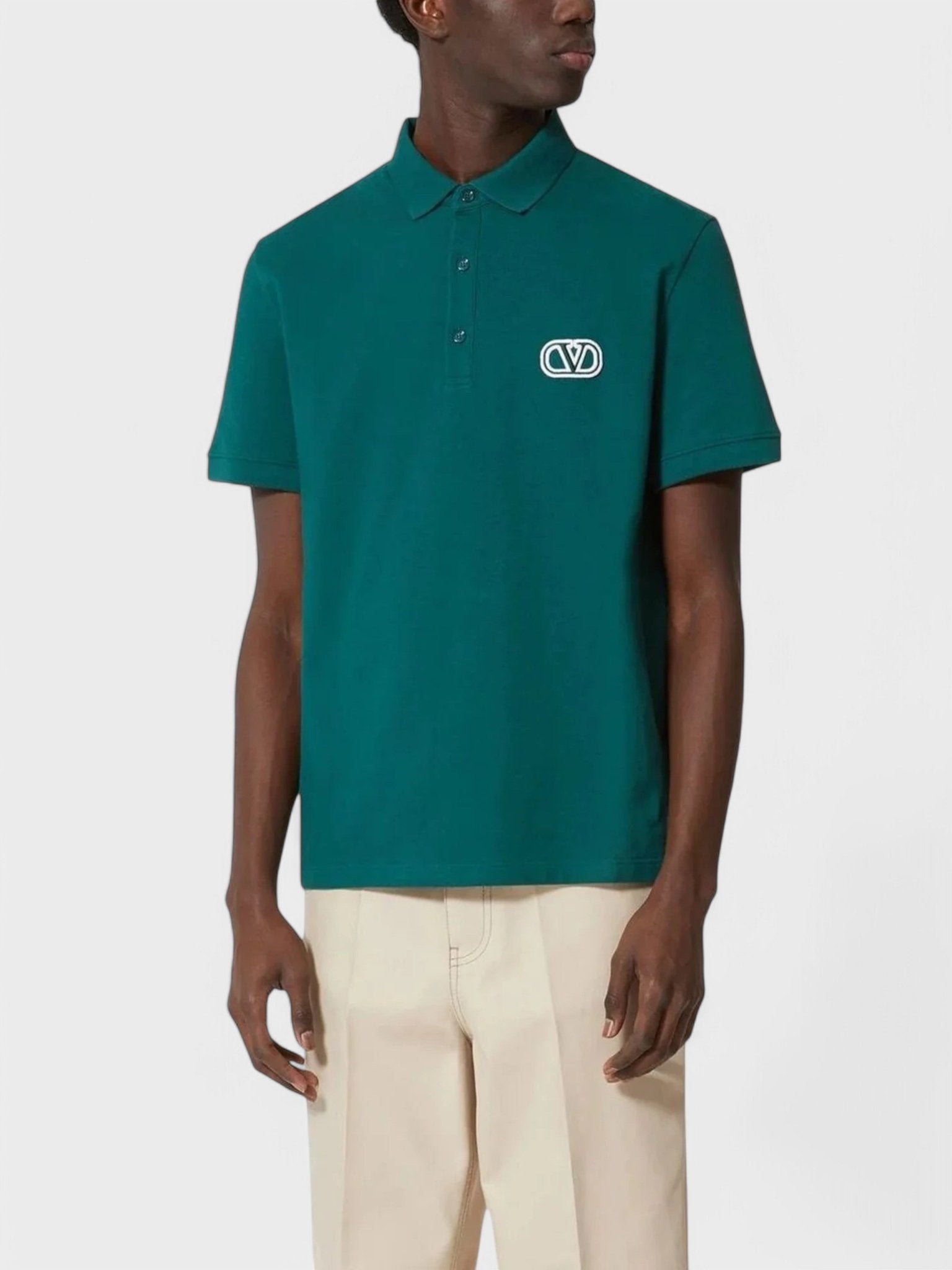 Valentino Embroidered Logo Polo Shirt Green - Supplied FashionValentino