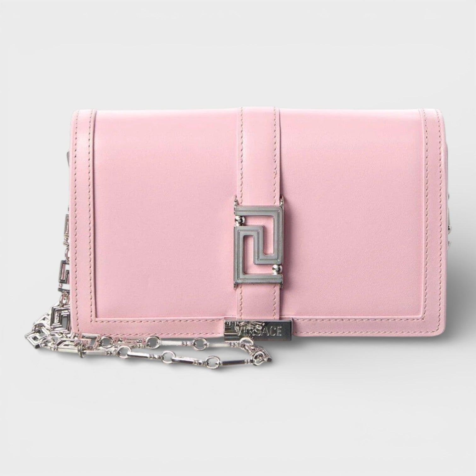 Logo Leather Chain Bag Pink