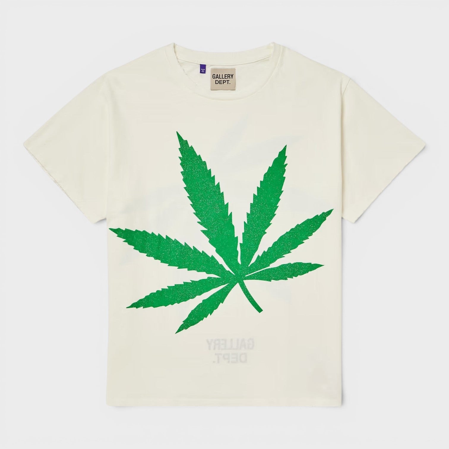 Weed Glittered Cotton Jersey T-Shirt White Green