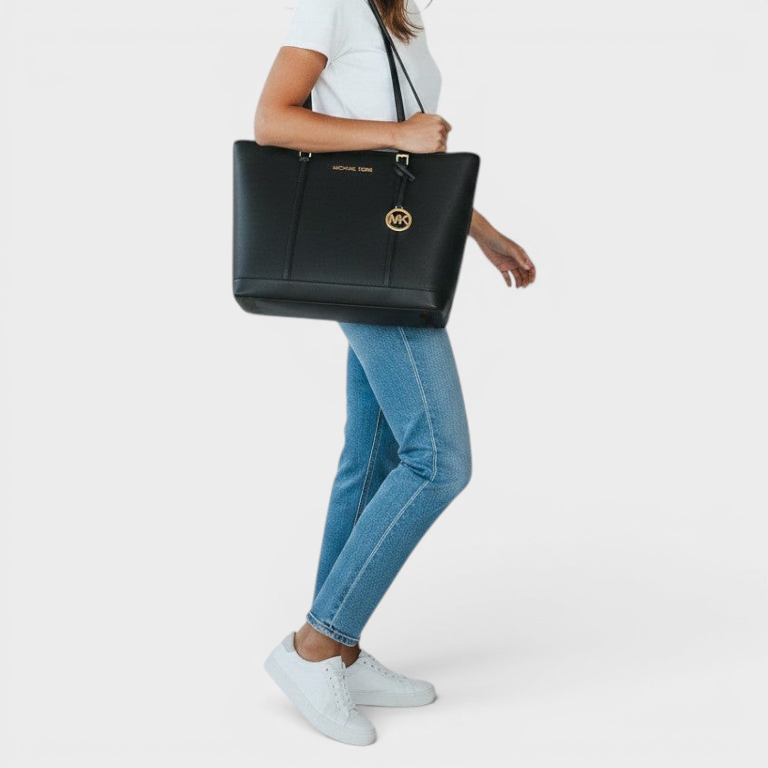 Jet Set Travel Large Saffiano Leather Tote Bag Black