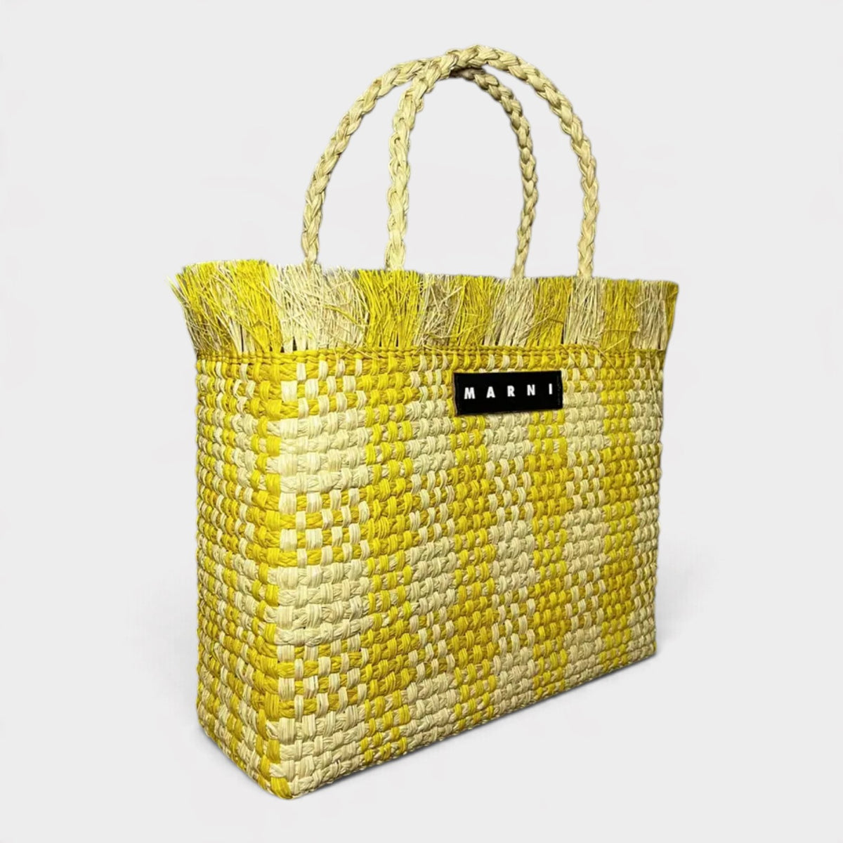 Iraca Palm Med Tote Bag Lemon Yellow